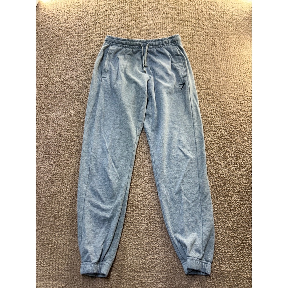 Gymshark Mens Grey Marl Joggers Sweatpants Small Tapered Fit Drawstring Logo